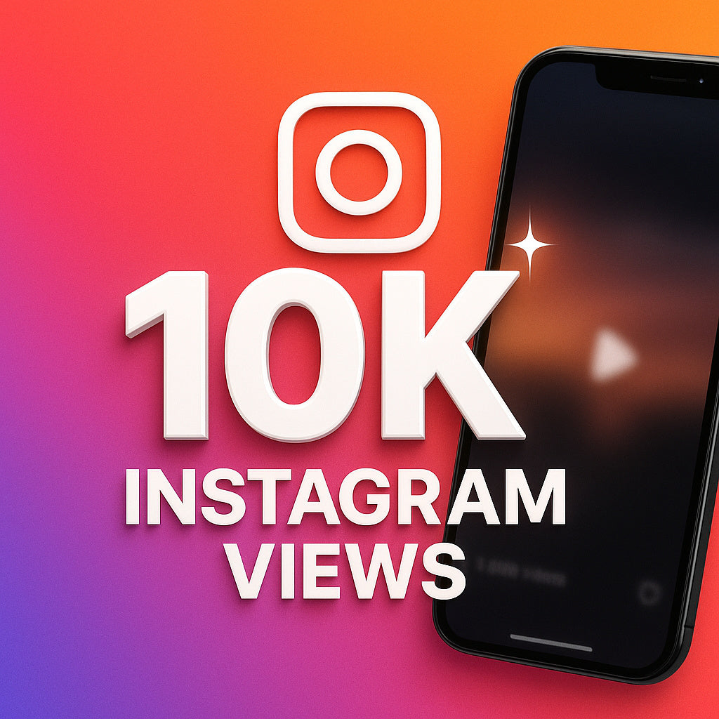 
Ilustración de 10.000 visualizaciones para Instagram con un icono de reproducción.