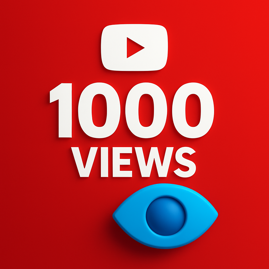 
Ilustración de 1.000 visualizaciones para YouTube con un icono de reproducción.