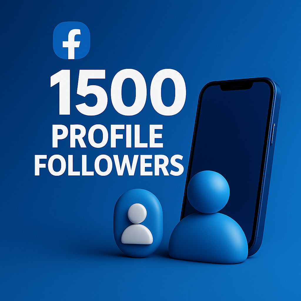 
Ilustración de 1.500 seguidores de perfil para Facebook con un icono de perfil.