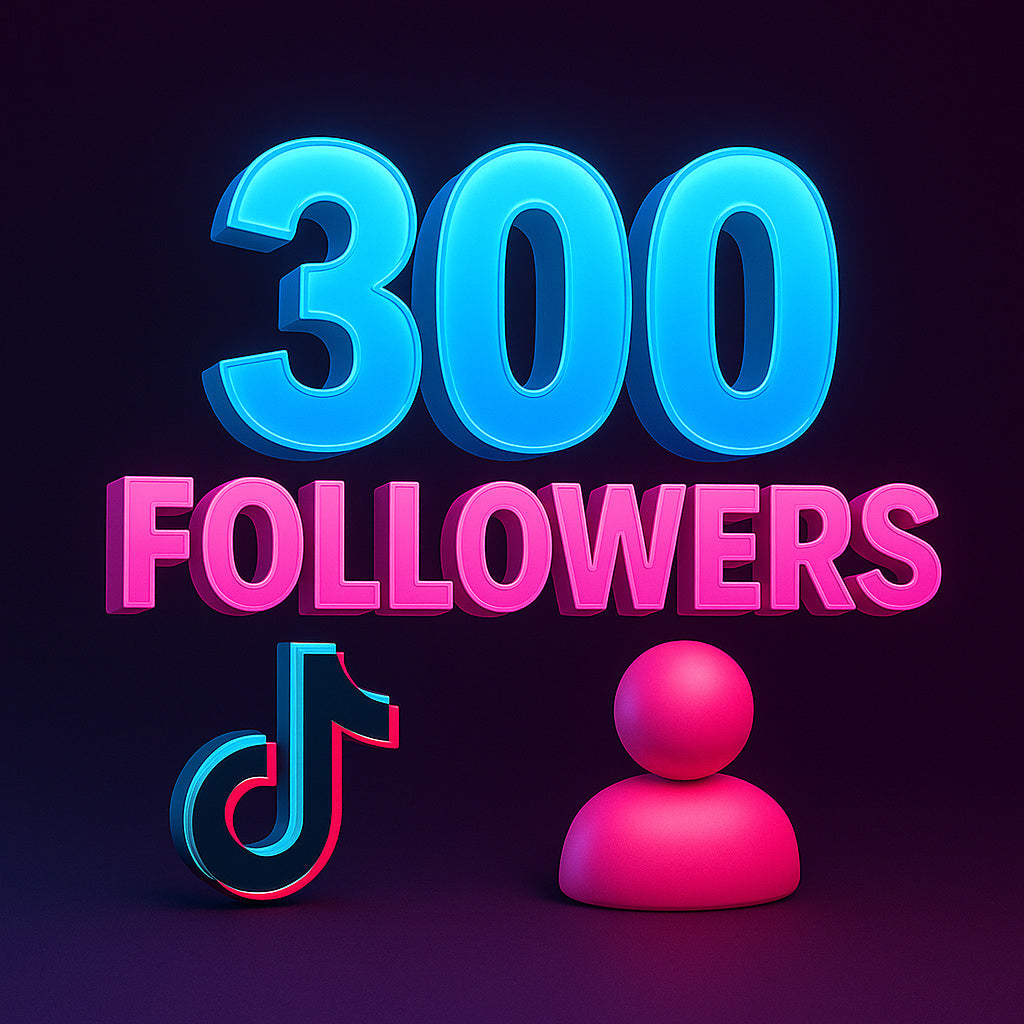 
Ilustración de 300 seguidores para TikTok con un icono de perfil.