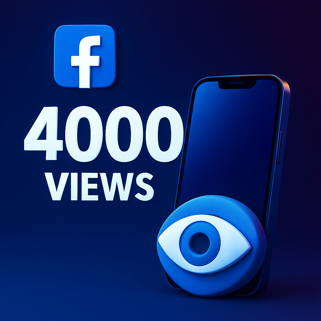 
Ilustración de 4.000 visualizaciones para Facebook con un icono de reproducción.