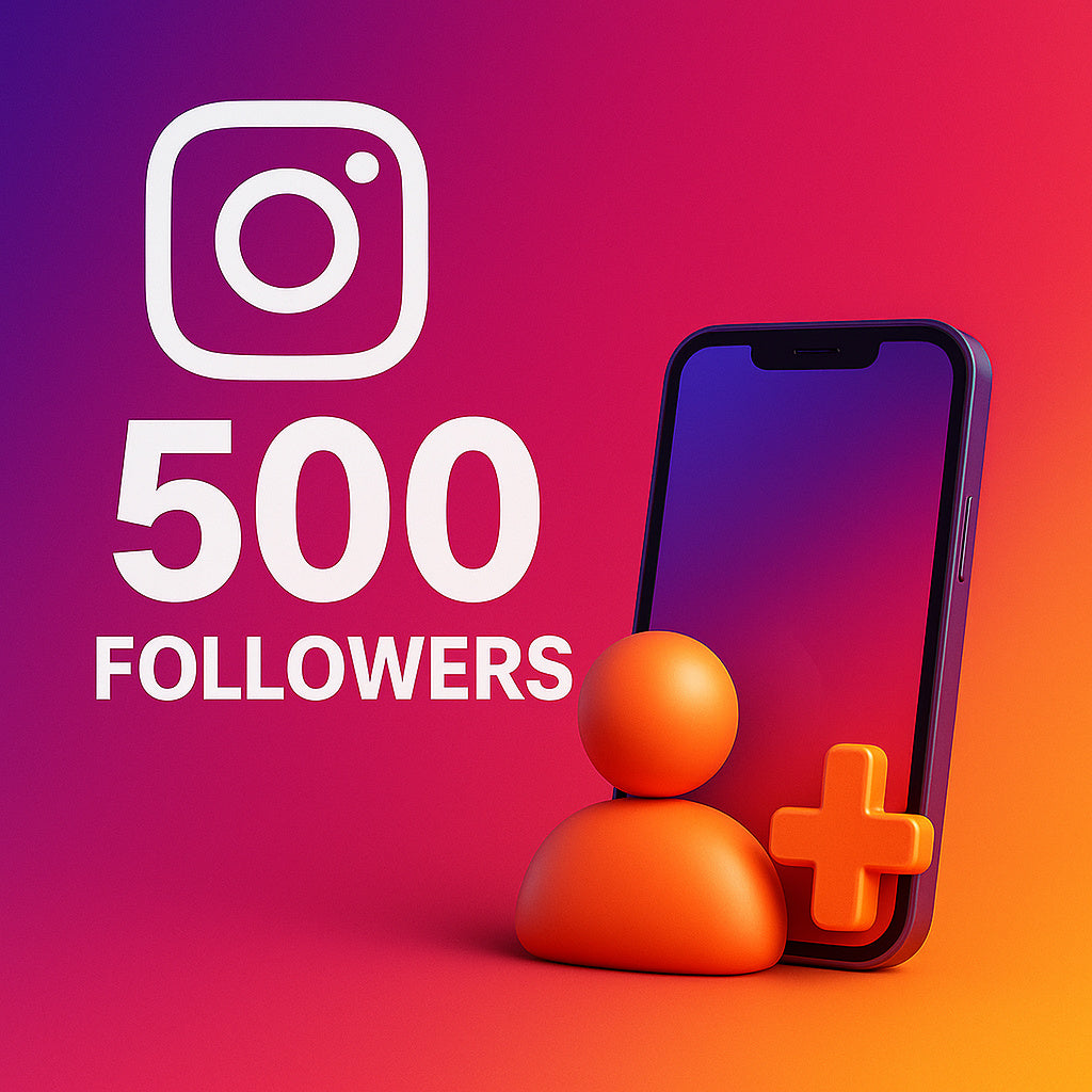 
Ilustración de 500 seguidores para Instagram con un icono de perfil.