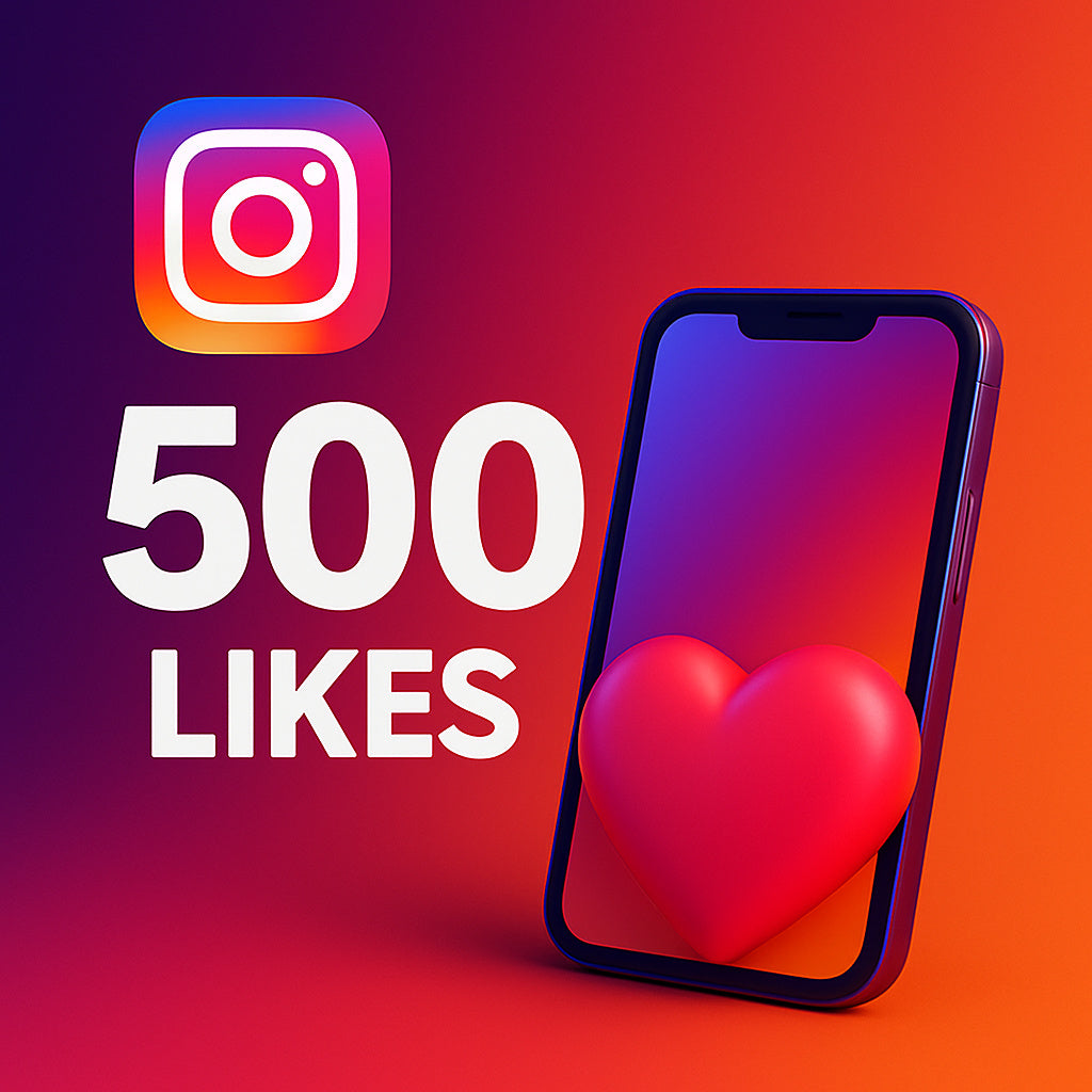 
Illustration of 500 Instagram likes with a like icon.