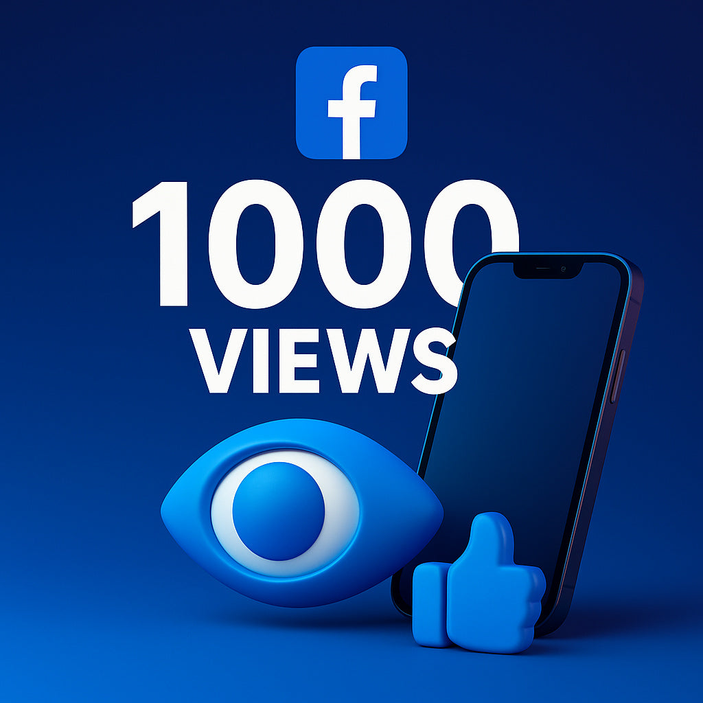 
Ilustración de 1.000 visualizaciones para Facebook con un icono de reproducción.