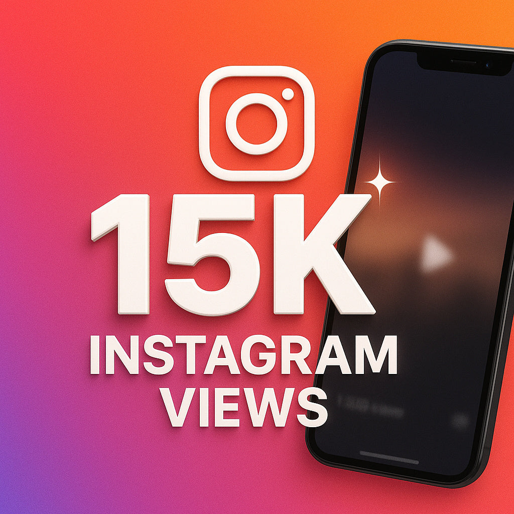 
Ilustración de 15.000 visualizaciones para Instagram con un icono de reproducción.
