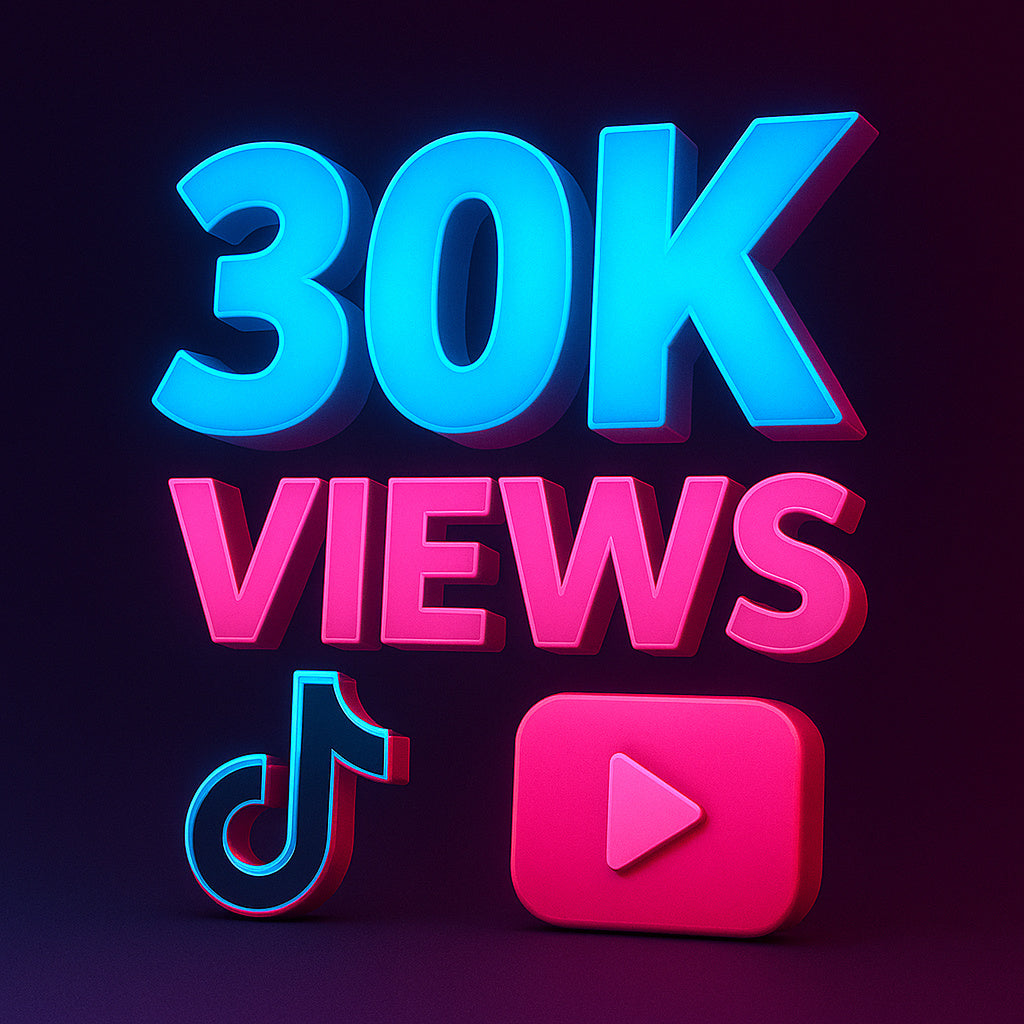 
Ilustración de 30.000 visualizaciones para TikTok con un icono de reproducción.