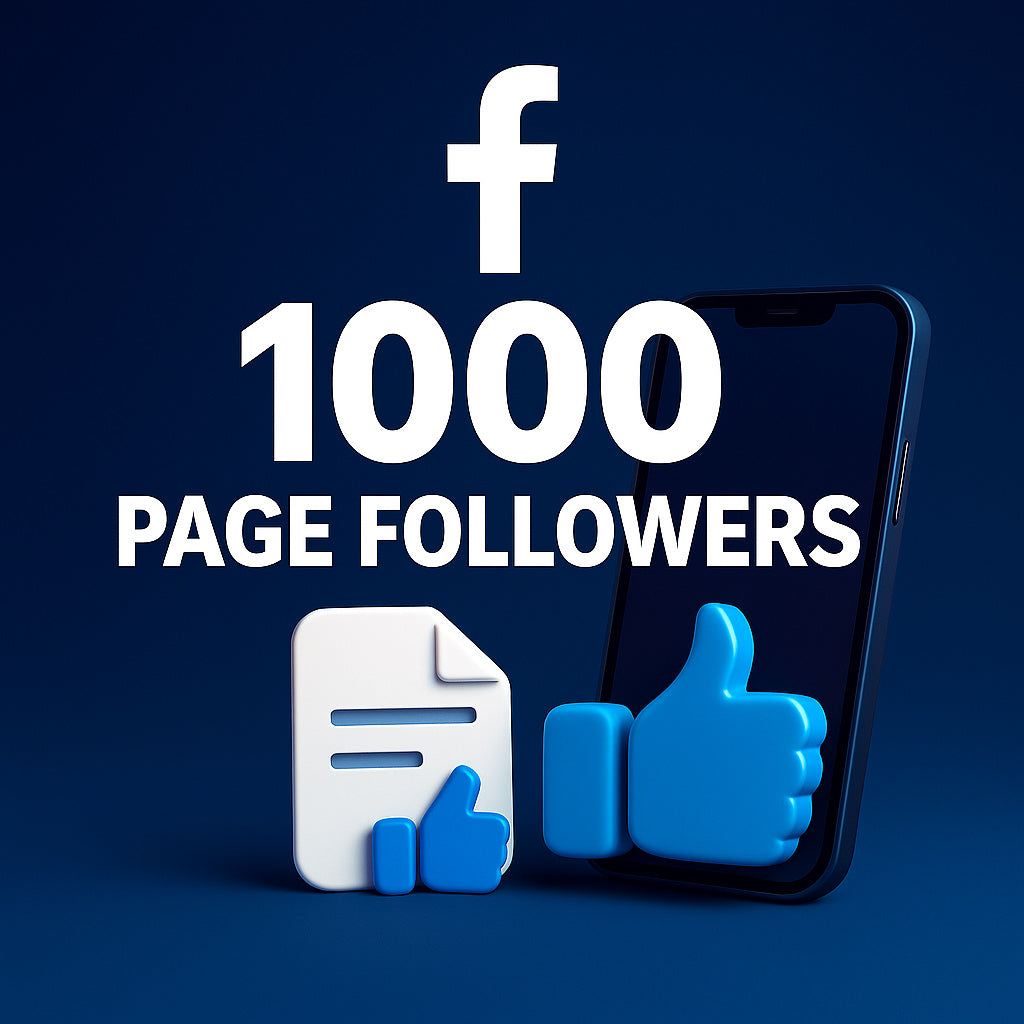 
Ilustración de 1.000 seguidores de página para Facebook con iconos de página y me gusta.