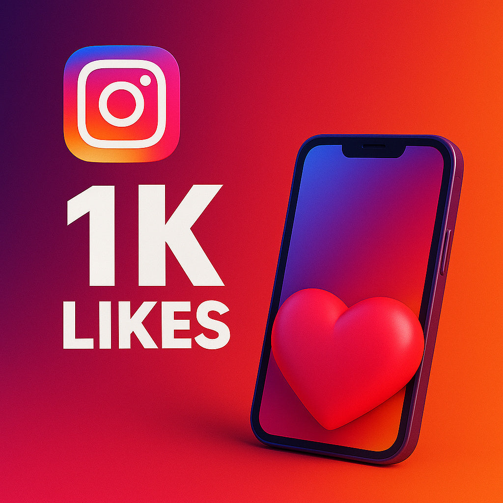 
Illustration of 1,000 Instagram likes with a like icon.