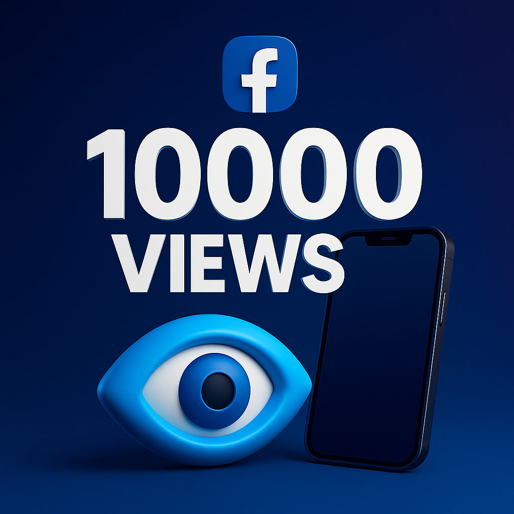 
Ilustración de 10.000 visualizaciones para Facebook con un icono de reproducción.