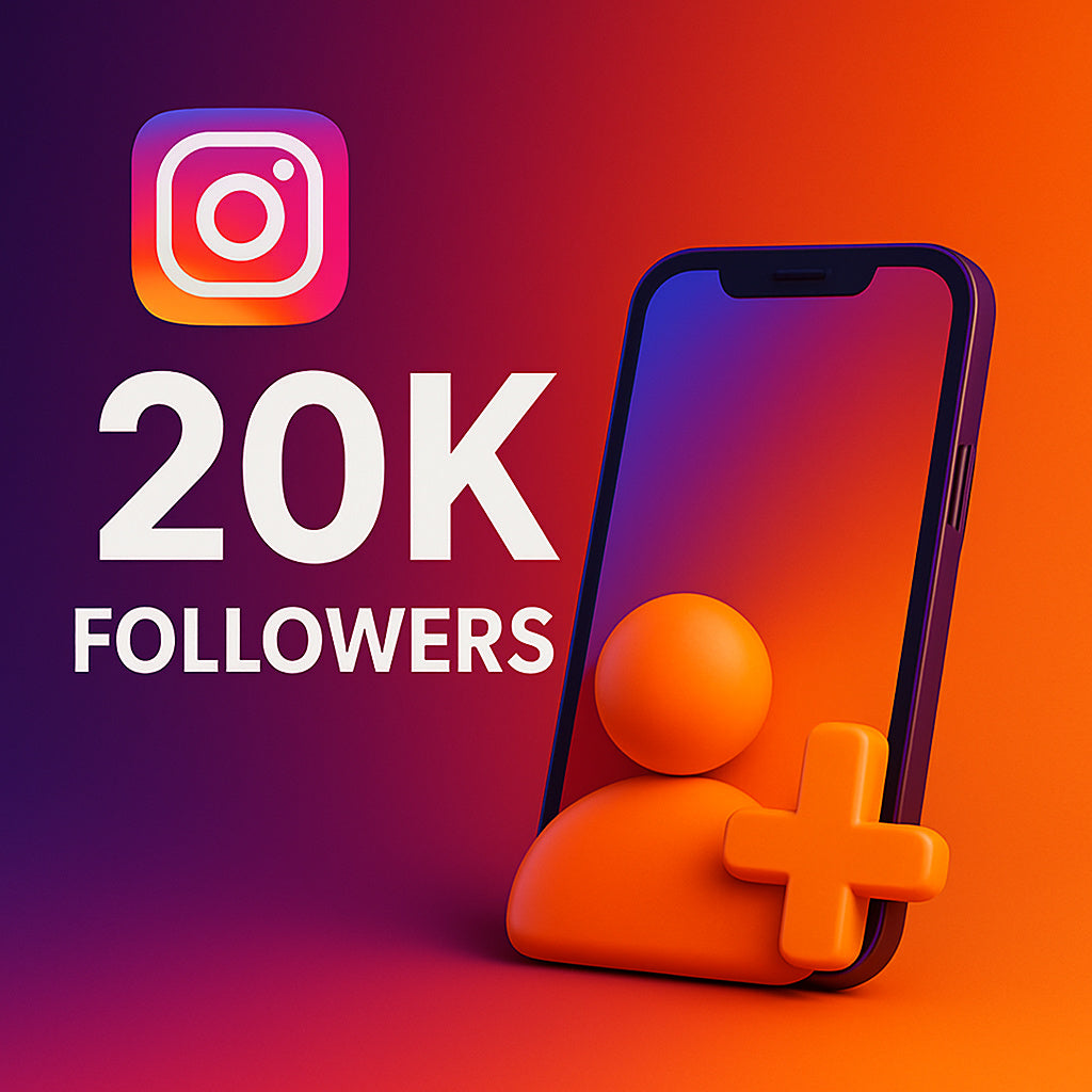 
Ilustración de 20.000 seguidores para Instagram con un icono de perfil.