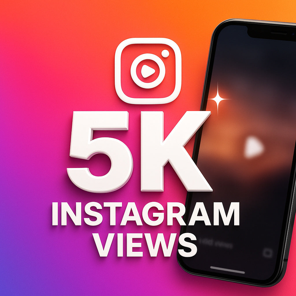 
Ilustración de 5.000 visualizaciones para Instagram con un icono de reproducción.